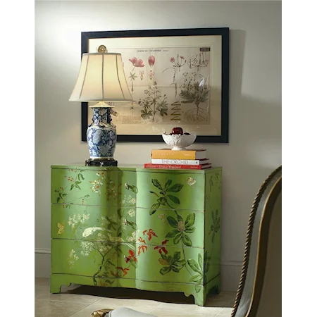 Parrot Green Drawer Chest with Hand Decoration